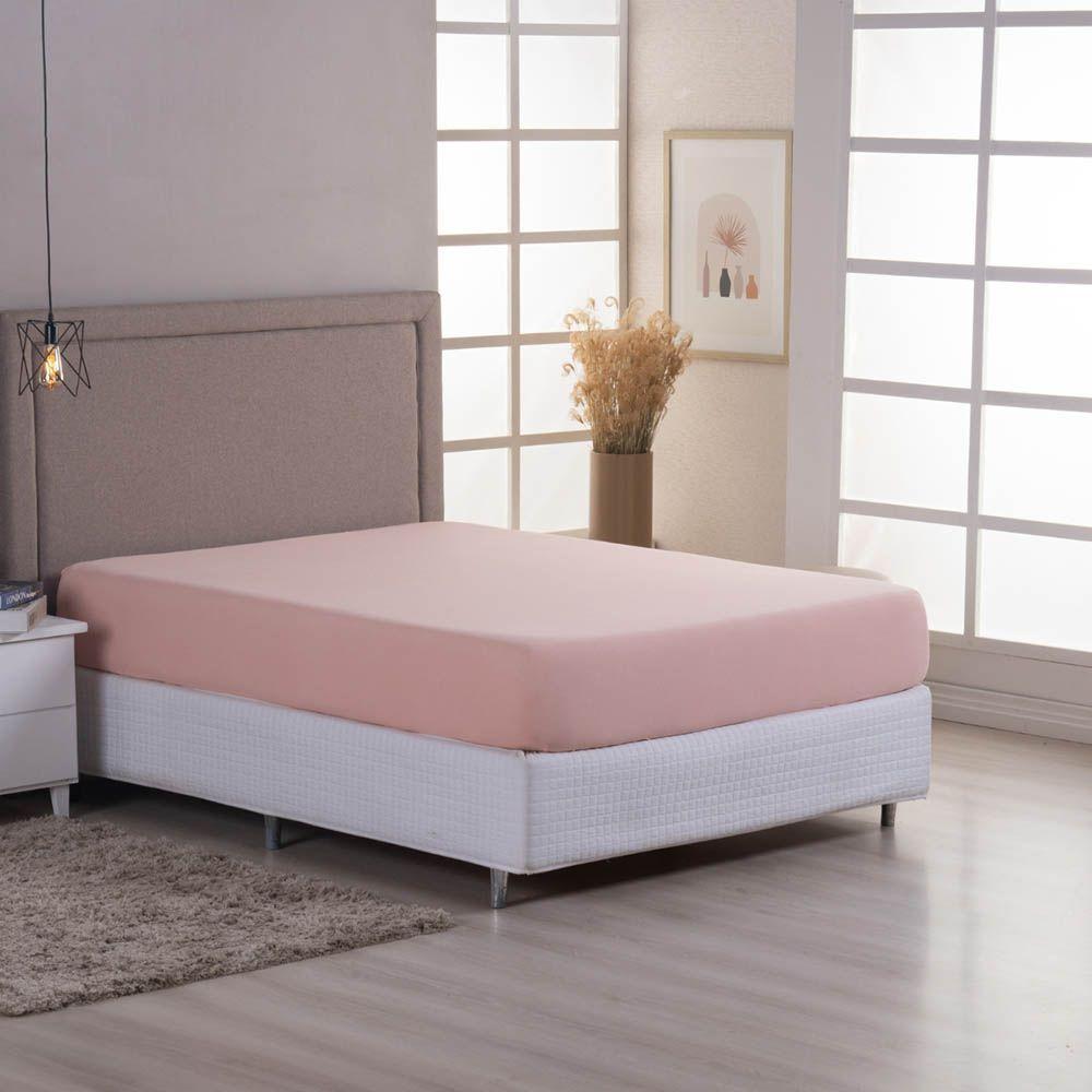 Lençol De Baixo Minimal Queen Avulso Com Elástico 01 Peça Malha 100% Algodão - Salmão - 1