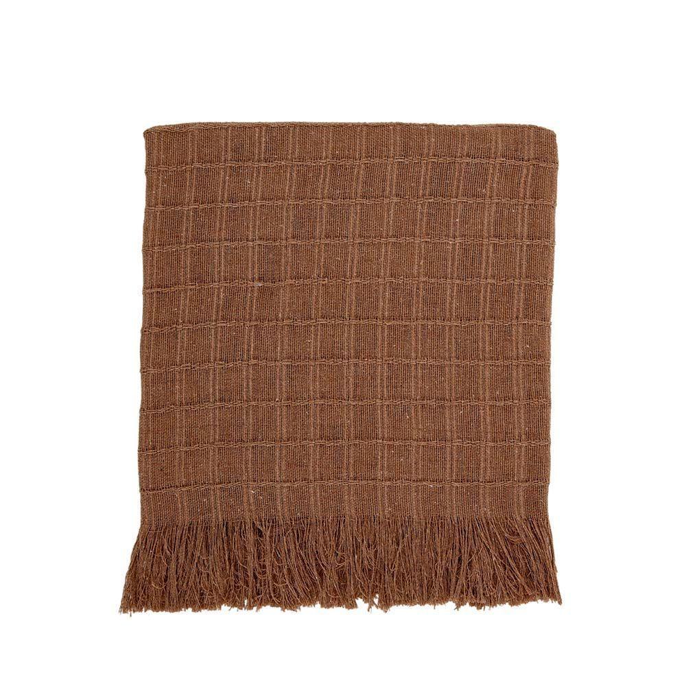 Manta Xale Rubi 2,40m X 1,70m Com Franja Para Sofá Cama 100% Algodão 01 Peça - Avelã - 2