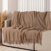 Manta Xale Rubi 2,40m X 1,70m Com Franja Para Sofá Cama 100% Algodão 01 Peça - Avelã - 1