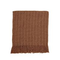 Manta Xale Rubi 2,40m X 1,70m Com Franja Para Sofá Cama 100% Algodão 01 Peça - Avelã - 2