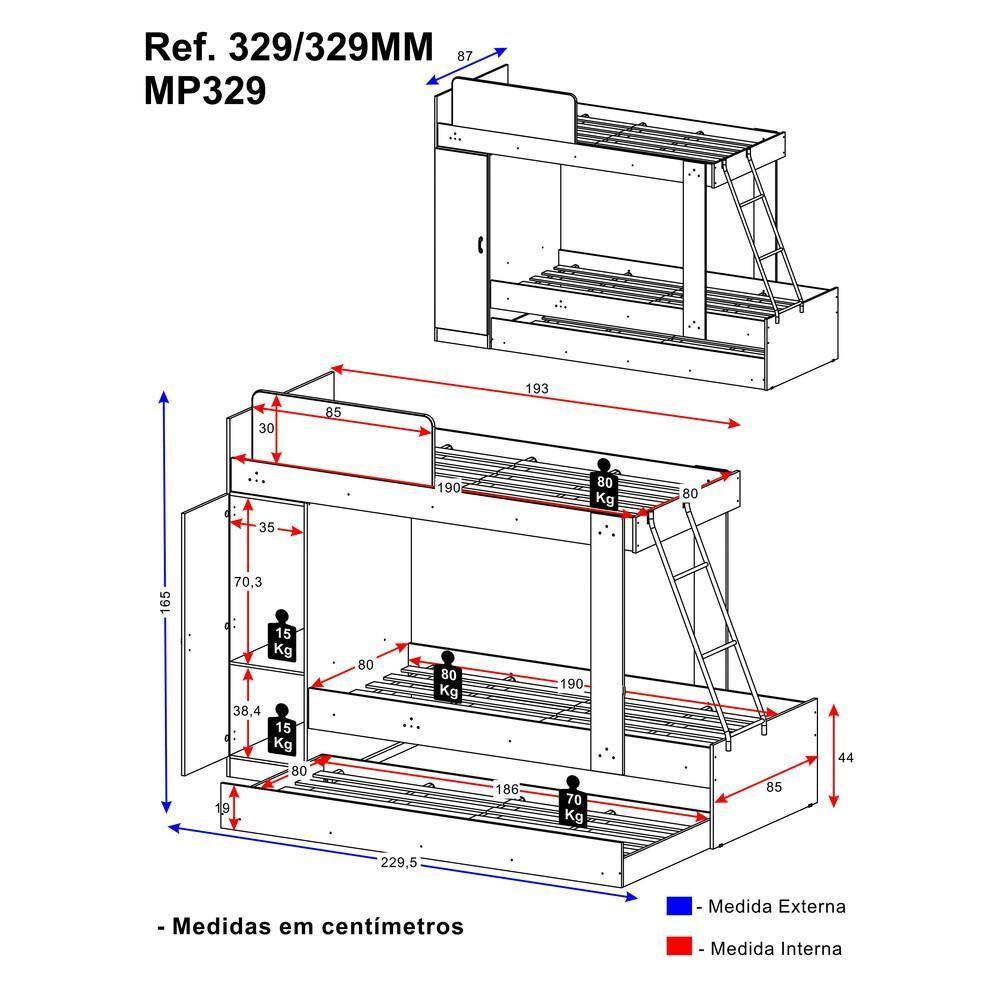 Treliche com Barra de Proteção para Colchão 188x78Cm Branco - 6