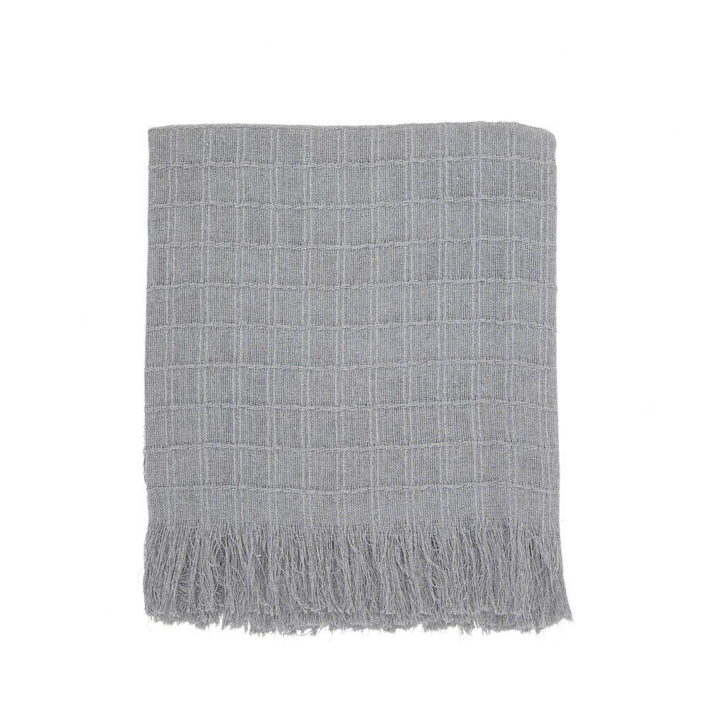 Manta Xale Rubi 2,40m X 1,70m Com Franja Para Sofá Cama 100% Algodão 01 Peça - Cinza - 2