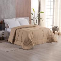 Edredom Bali Liso Casal 01 Peça Micropercal Dupla Face 400 Fios Macio - Bege - 100% Poliéster - 1