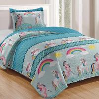 Kit Cobre Leito Colcha Magic Solteiro Infantil 2 Peças Microfibra 180 Fios - Unicórnio - 100% Poliéster - 1