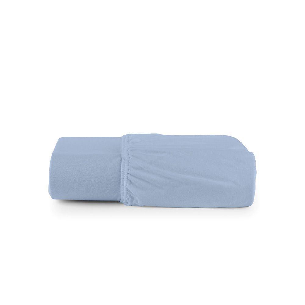 Lençol De Baixo Minimal King Avulso Com Elástico 01 Peça Malha 100% Algodão - Azul Claro - 3