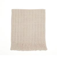 Manta Xale Rubi 2,40m X 1,70m Com Franja Para Sofá Cama 100% Algodão 01 Peça - Marfim - 2