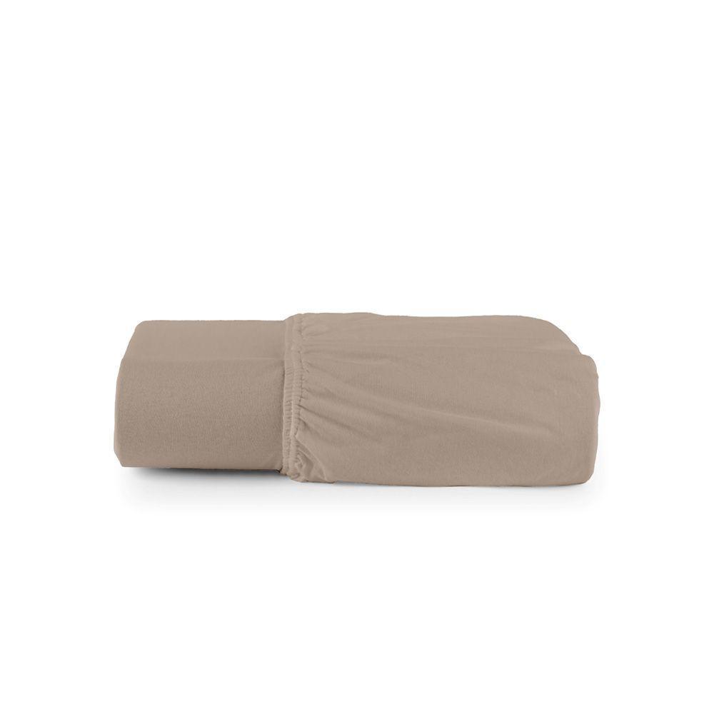 Lençol De Baixo Minimal Queen Avulso Com Elástico 01 Peça Malha 100% Algodão - Bege - 3