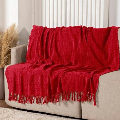 Manta Xale Rubi 1,70m X 1,40m Com Franja Para Sofá Cama 100% Algodão 01 Peça - Vermelho