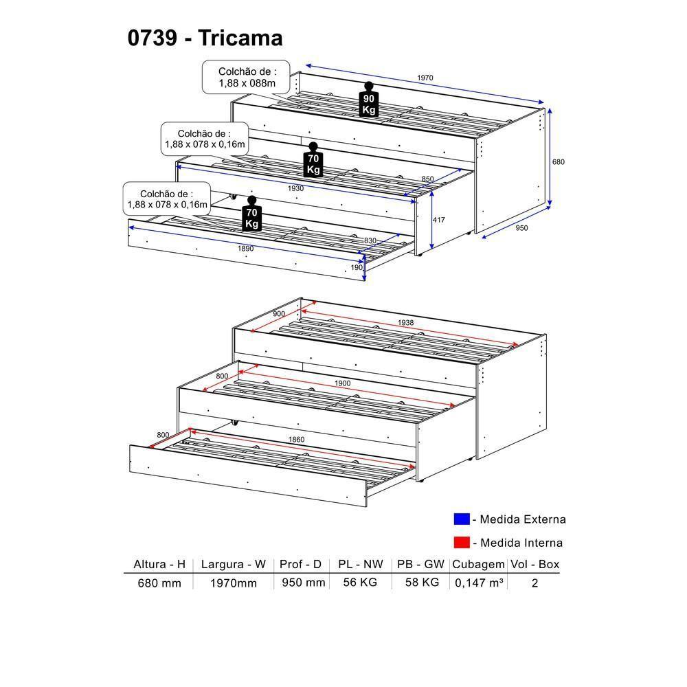 Tricama Multimóveis para Colchão 190x80cm Branca - 7