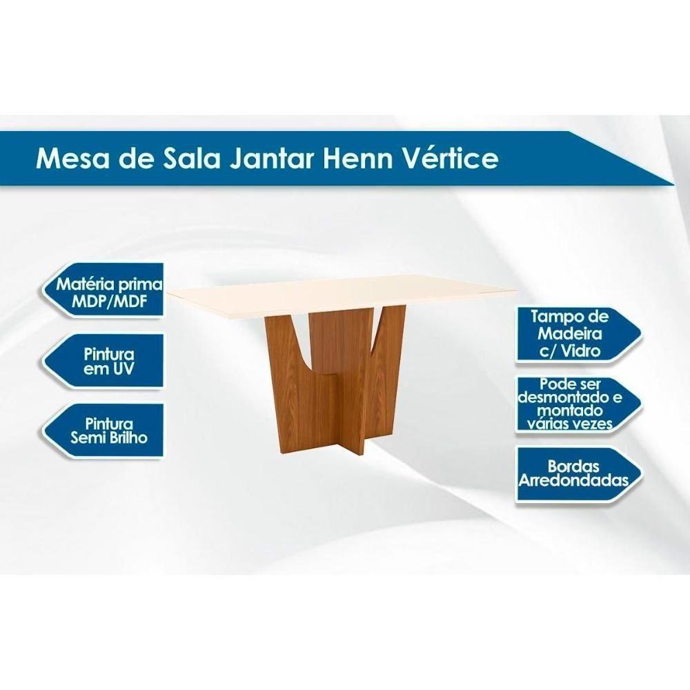 Mesa De Sala Jantar Vértice Sc35 C/ Tampo Madeirado C/ Vidro Curvo 160x90cm Nature - Henn - 2