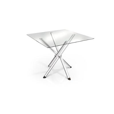 Mesa De Sala Jantar Volga C/ Tampo De Vidro Quadrado 90cm Cromada - Kappesberg