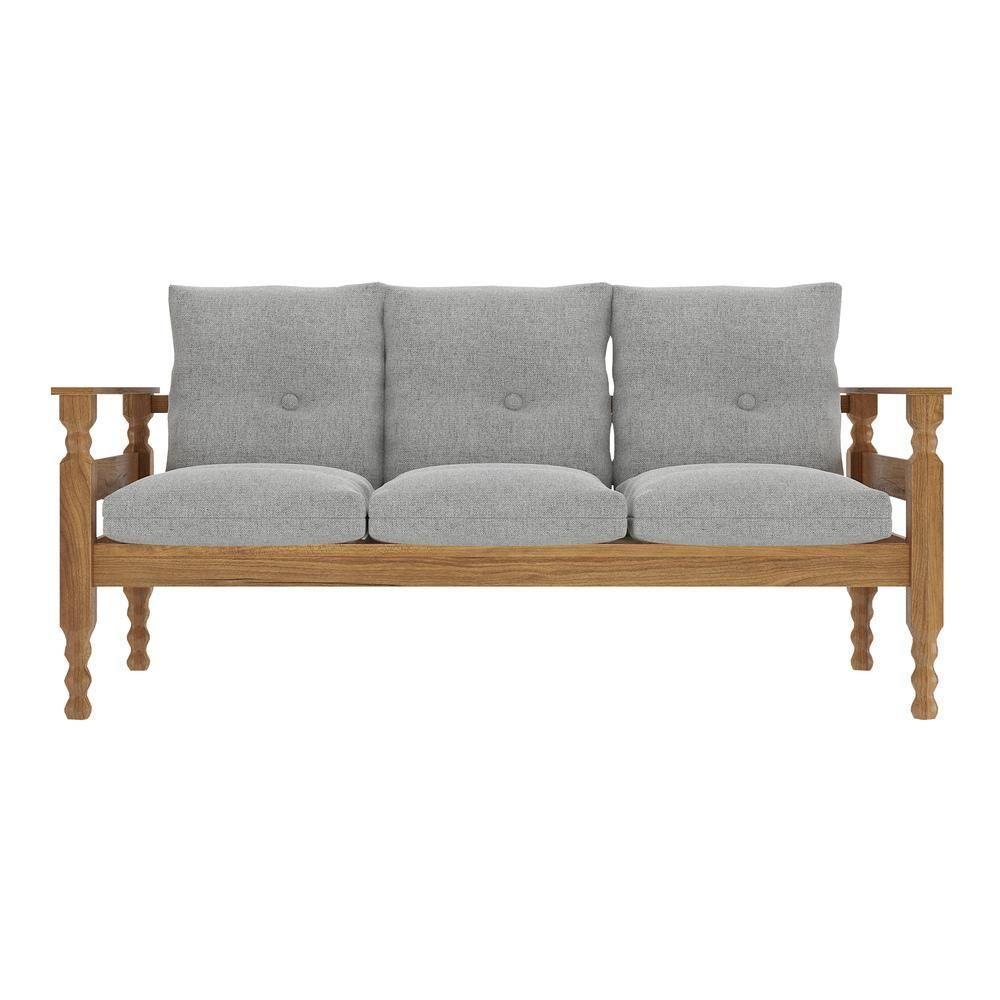 Sofá 3 Lugares Madeira Maciça Liz Multimóveis Cr7000.t63 Imbuia/cinza - 2