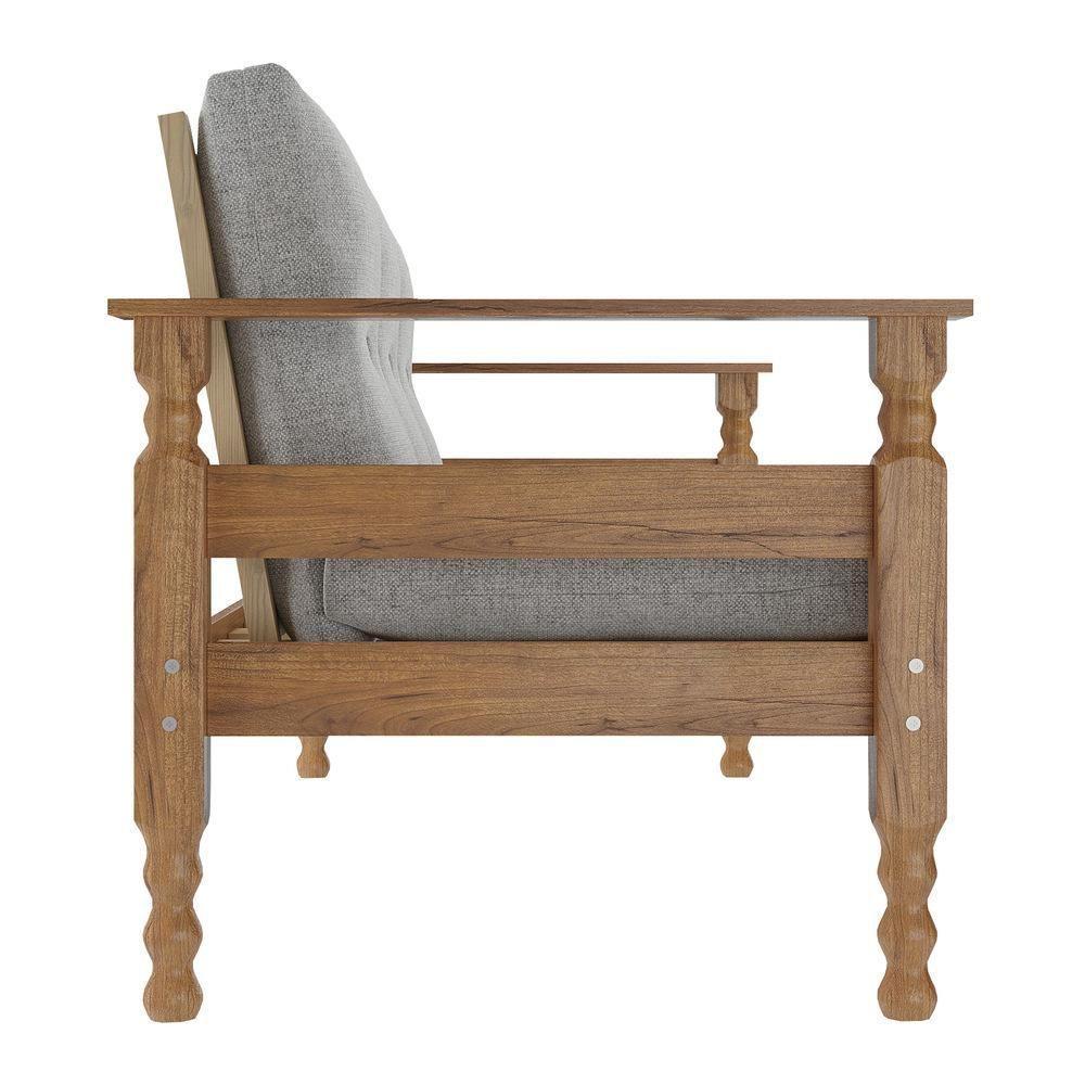 Sofá 3 Lugares Madeira Maciça Liz Multimóveis Cr7000.t63 Imbuia/cinza - 3