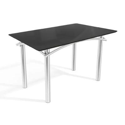 Mesa De Sala Jantar Elba Tampo Madeirado C/ Vidro 120cm Cromada/preto - Kappesberg