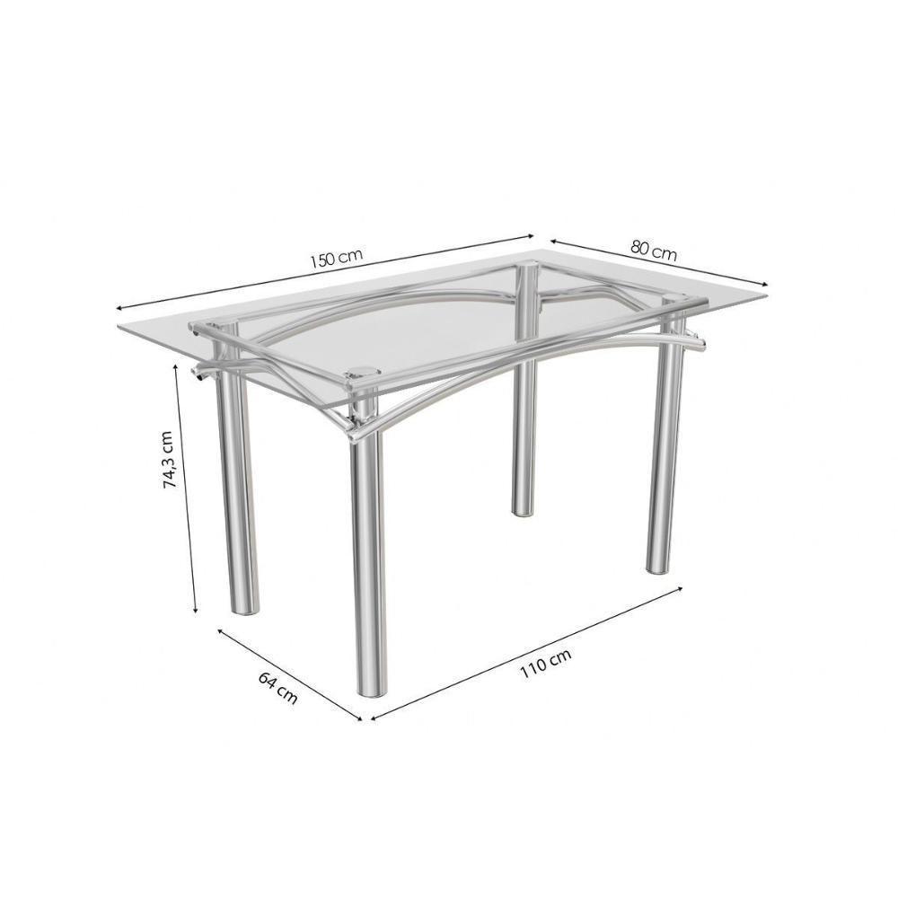 Sala De Jantar Completa Elba C/ Tampo De Vidro 150cm E 6 Cadeiras Lisboa Cromada - Courano Capuccino - Kappesberg - 3