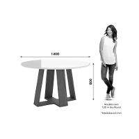 Mesa De Sala Jantar Lins Sc130 C/ Tampo Madeirado C/ Vidro Redondo 140x140cm Nature/off White - Henn - 2