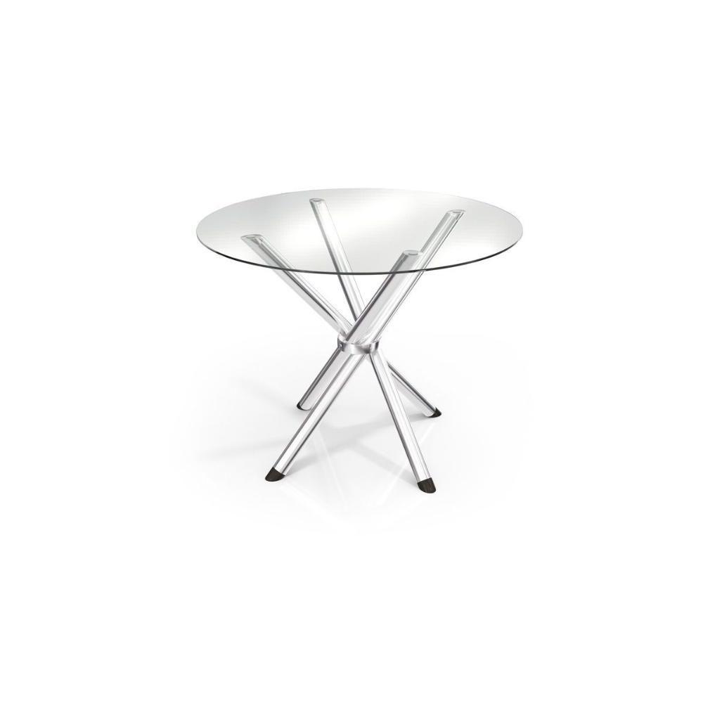 Mesa De Sala Jantar Volga C/ Tampo De Vidro Redondo 95cm Cromada - Kappesberg - 1