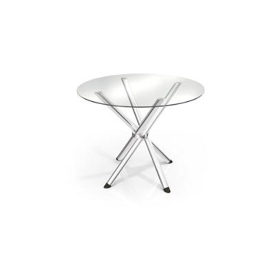 Mesa De Sala Jantar Volga C/ Tampo De Vidro Redondo 95cm Cromada - Kappesberg
