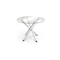 Mesa De Sala Jantar Volga C/ Tampo De Vidro Redondo 95cm Cromada - Kappesberg - 1