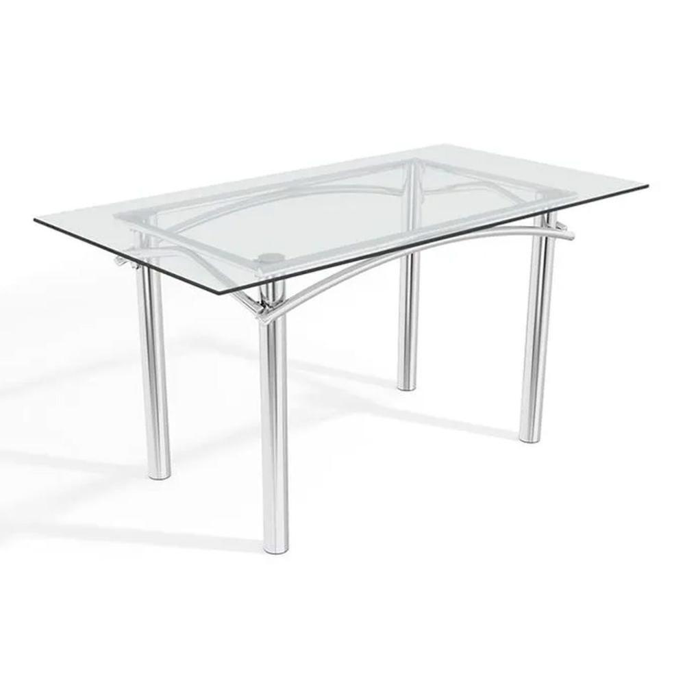 Mesa De Sala Jantar Elba C/ Tampo De Vidro 150cm Cromada - Kappesberg - 1