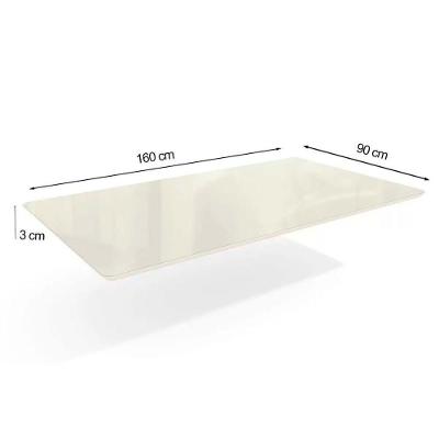 Mesa De Sala Jantar Elba Tampo Madeirado C/ Vidro 160cm Cromada/off White - Kappesberg
