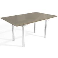 Mesa De Sala Jantar Elba Tampo Madeirado C/ Vidro 160cm Cromada/freijo Bonze - Kappesberg - 1