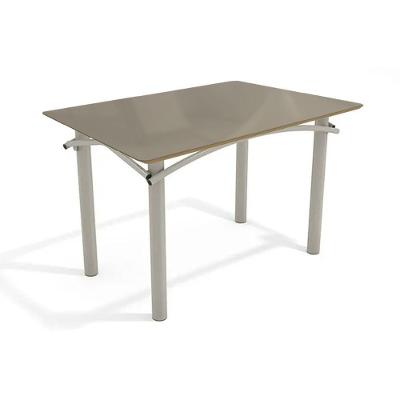 Mesa De Sala Jantar Elba Tampo Madeirado C/ Vidro 120cm Niquel/freijo Bronze - Kappesberg
