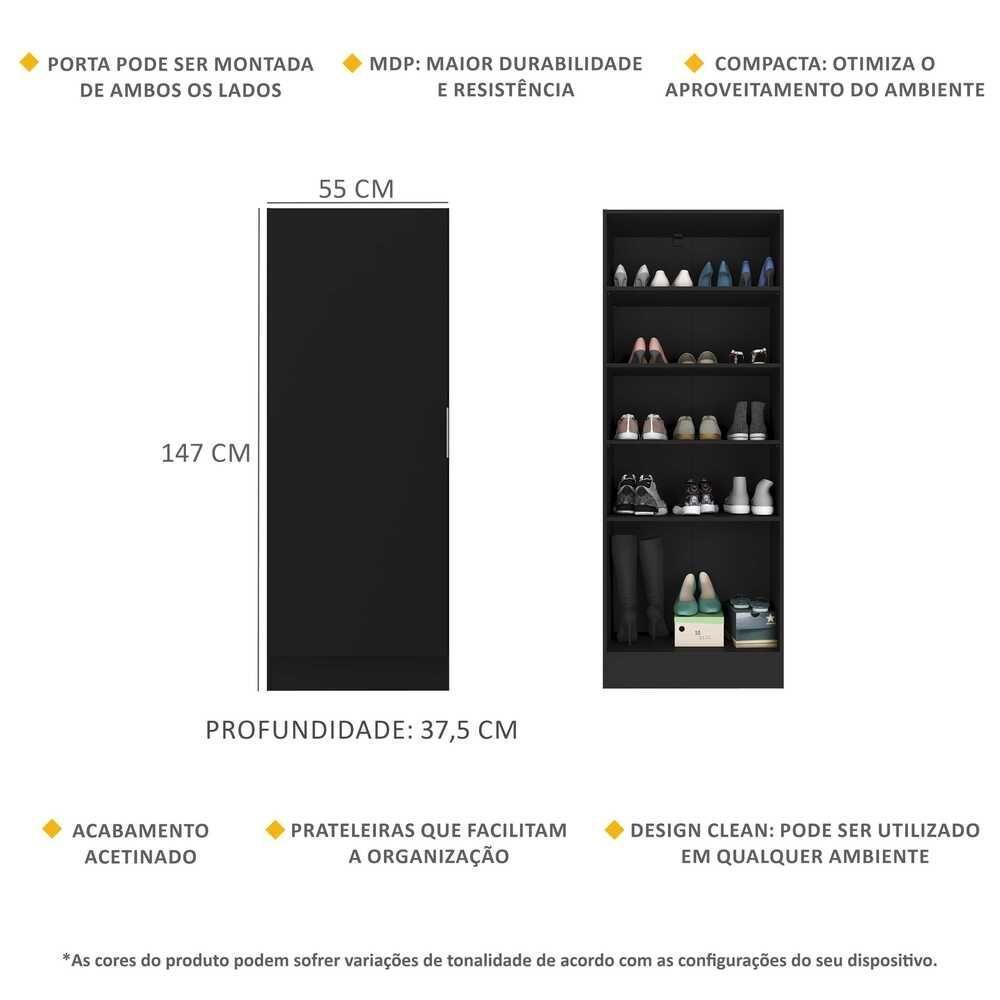 Sapateira 1 Porta Jade Preta - 4