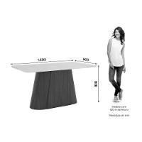 Mesa De Sala Jantar Olivia Sc116 C/ Tampo Madeirado C/ Vidro Curvo 160x90cm Nature/off White - Henn - 2
