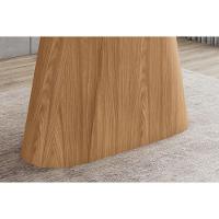 Mesa De Sala Jantar Olivia Sc116 C/ Tampo Madeirado C/ Vidro Curvo 160x90cm Nature/off White - Henn