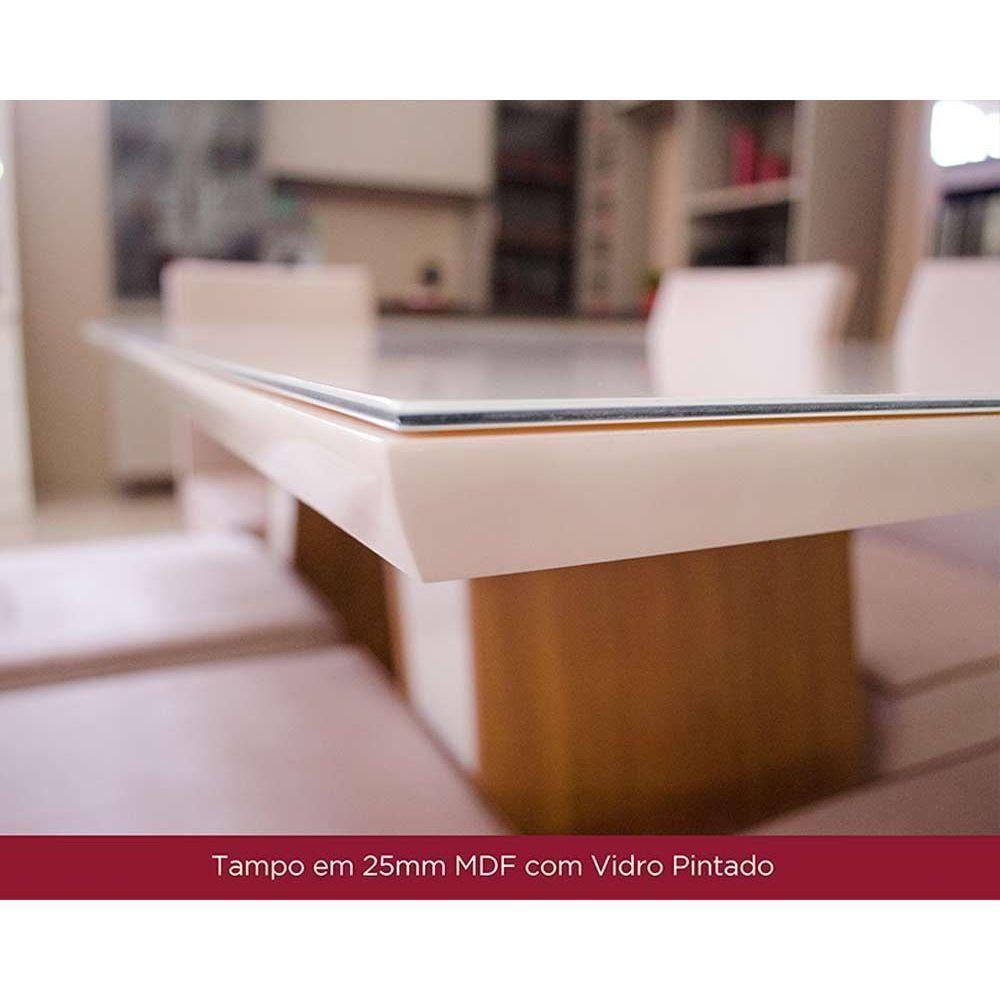 Mesa De Sala Jantar Yara Sc79 C/ Tampo Madeirado C/ Vidro Curvo 160x90cm Nature - Henn - 8
