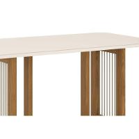 Mesa De Sala Jantar Yara Sc79 C/ Tampo Madeirado C/ Vidro Curvo 160x90cm Nature - Henn