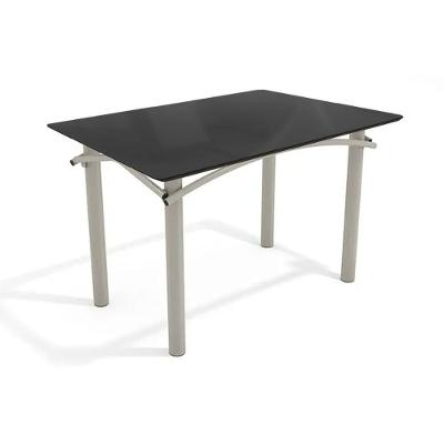 Mesa De Sala Jantar Elba Tampo Madeirado C/ Vidro 120cm Niquel/preto - Kappesberg