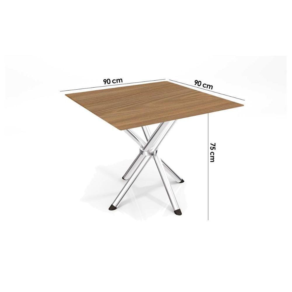 Sala De Jantar Completa Volga C/ Tampo De Madeira 90cm E 4 Cadeiras Noruega Cromado/nogueira - Branco - Kappesberg - 4