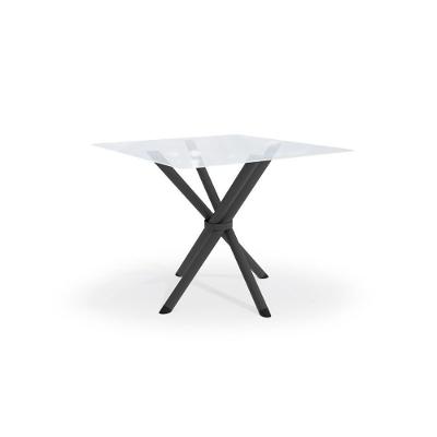Mesa De Sala Jantar Volga C/ Tampo De Vidro Quadrado 90cm Preto - Kappesberg