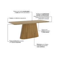 Mesa De Sala Jantar Olivia Sc117 C/ Tampo Madeirado C/ Vidro Curvo 160x90cm Nature - Henn - 2