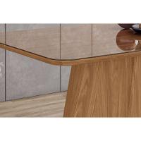 Mesa De Sala Jantar Olivia Sc117 C/ Tampo Madeirado C/ Vidro Curvo 160x90cm Nature - Henn - 5