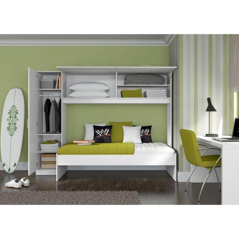 Roupeiro com Cama Multimóveis para Colchão 190x90cm Branca - 2