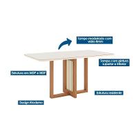 Mesa De Sala Jantar Natalí Sc71 C/ Tampo Madeirado C/ Vidro Curvo 160x90cm Nature - Henn - 7