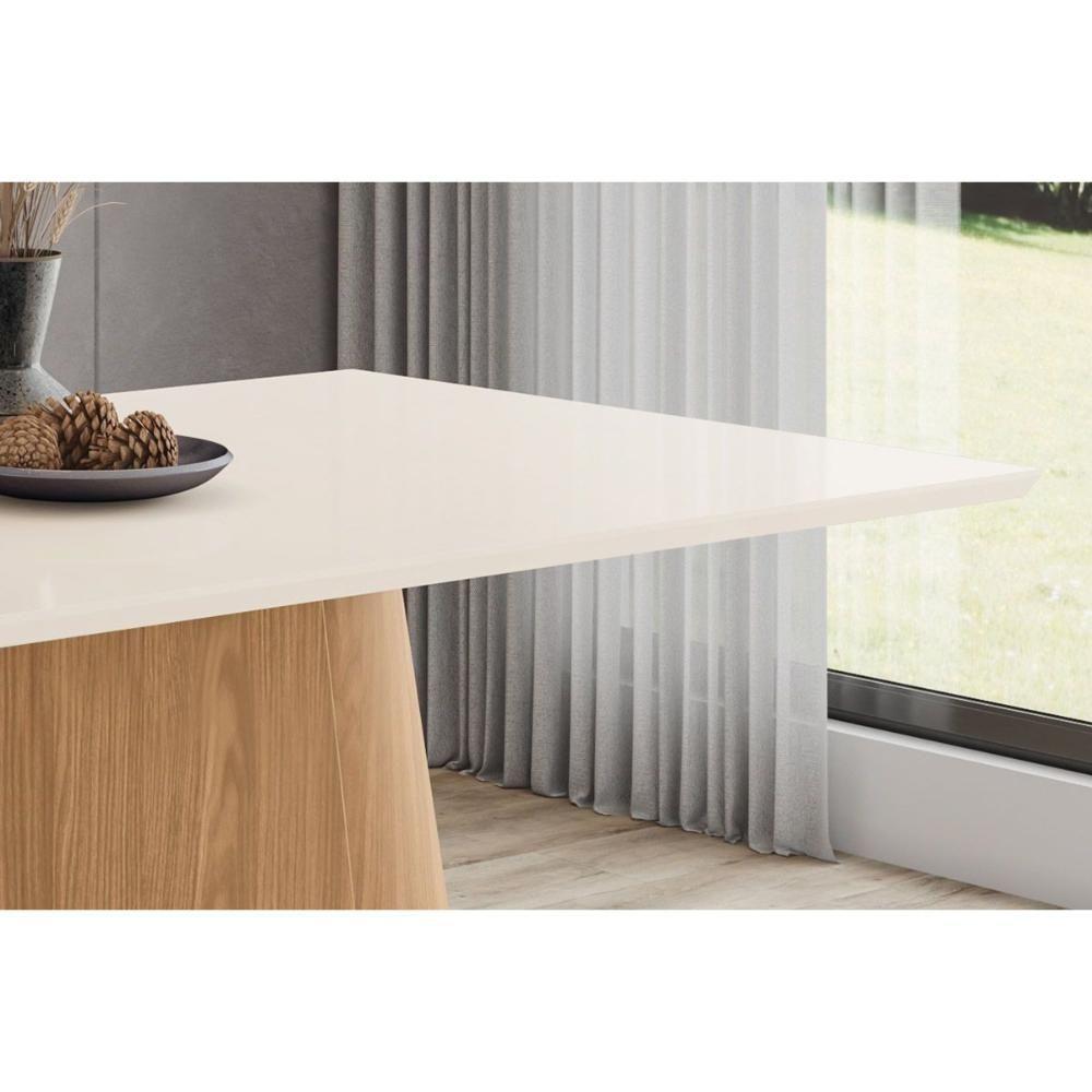 Mesa De Sala Jantar Olivia Sc119 C/ Tampo Madeirado Reto 160x90cm Nature/off White - Henn - 3