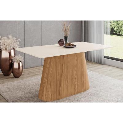 Mesa De Sala Jantar Olivia Sc119 C/ Tampo Madeirado Reto 160x90cm Nature/off White - Henn