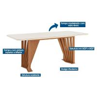 Mesa De Sala Jantar Adriana Sc46 C/ Tampo Madeirado C/ Vidro Curvo 200x80cm Nature - Henn - 2