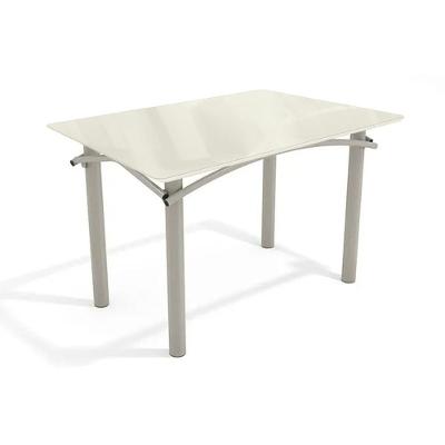 Mesa De Sala Jantar Elba Tampo Madeirado C/ Vidro 120cm Niquel/off White - Kappesberg
