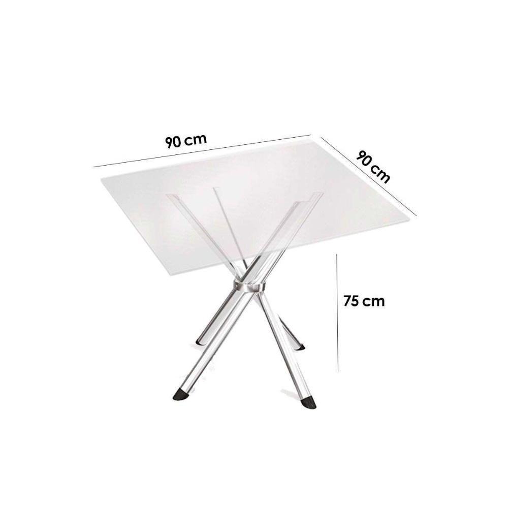 Sala De Jantar Completa Volga C/ Tampo De Vidro 90cm E 4 Cadeiras Portugal Cromada - Courano Marrom - Kappesberg - 3