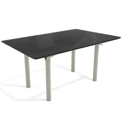 Mesa De Sala Jantar Elba Tampo Madeirado C/ Vidro 160cm Niquel/preto - Kappesberg