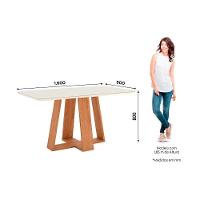 Mesa De Sala Jantar Lins Sc92 C/ Tampo Madeirado C/ Vidro Curvo 160x90cm Nature - Henn - 3