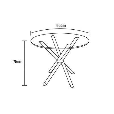 Mesa De Sala Jantar Volga C/ Tampo De Vidro Redondo 95cm Niquel - Kappesberg