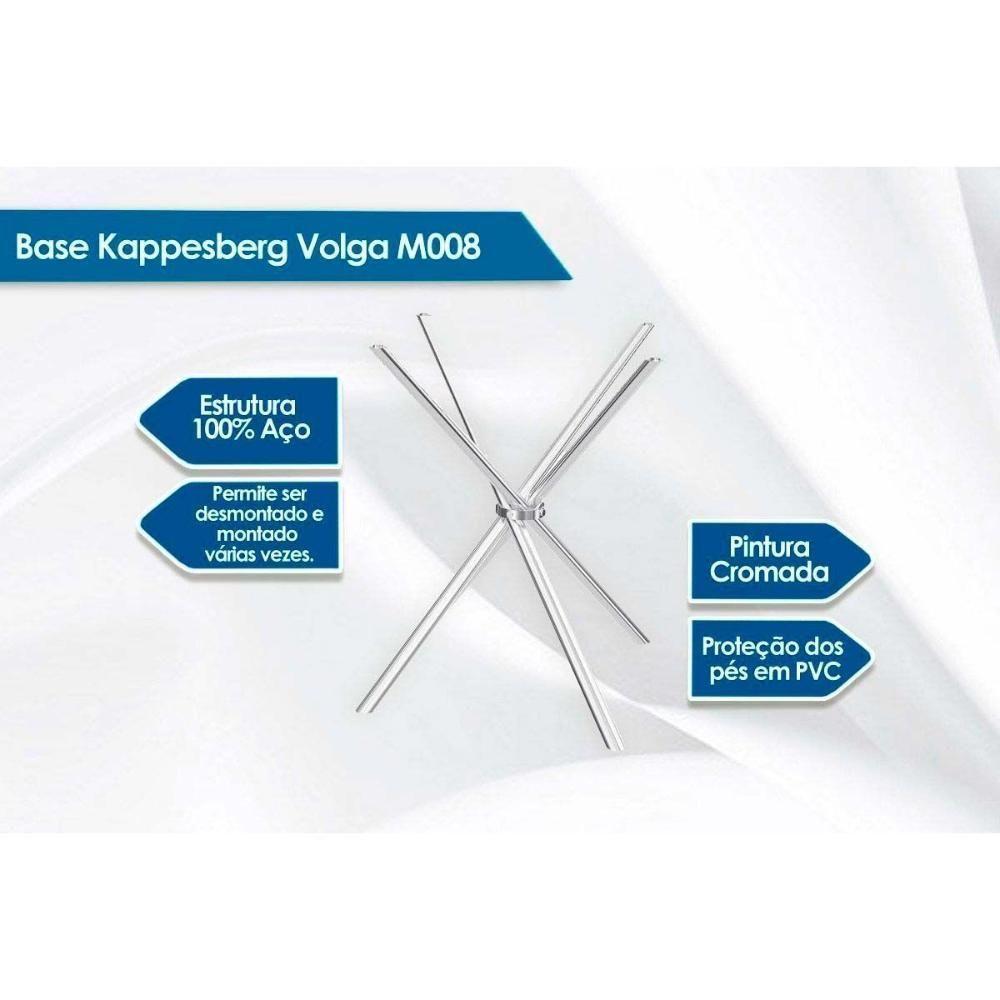 Sala De Jantar Completa Volga C/ Tampo De Vidro 90cm E 4 Cadeiras Portugal Cromada - Courano Branco - Kappesberg - 2