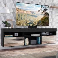 Rack Tv 65" Suspenso Com Espelho 2 Portas Paris Multimóveis V3331 Preto Preto - 7