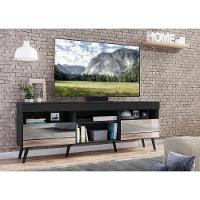 Rack Tv 65" Retrô Com Espelho 2 Portas Paris Multimóveis V3332 Preto Preto - 2